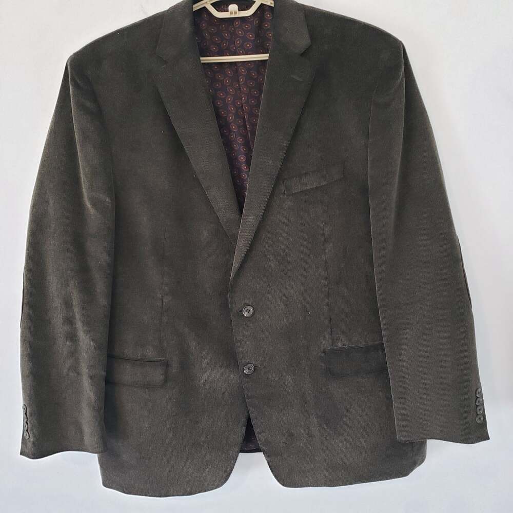 Chaps Corduroy Suit Jacket Mens Size 48L Brown 100% Cotton Sport Coat Blazer